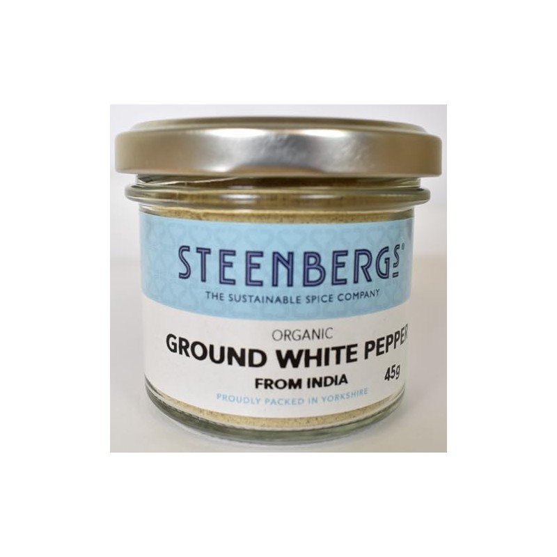 Steenbergs Organic Ground White Pepper Standard Jar - 45g