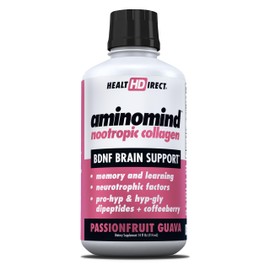 HEALTH DIRECT - AminoMind - Nootropic Collagen Supplement for Brain Health and BDNF - Pro-Hyp & Hyp-Gly Dipeptides, Coffeeberry Antioxidants - Passionfruit Guava - 14 Fl Oz (28 Servings)