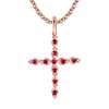 10k Rose Gold Genuine Ruby Cross Pendant Necklace