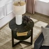 MODERION Large Round End Table, Rustic Beside Table with Umbrella