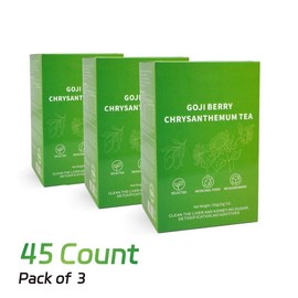 Goji Berry Chrysanthemum Tea ** GojiBerry Dandelion Chrysanthemum Medlar honeysuckle | with a Natural Blend of 8 Herbal Ingredients | 150g per Pack - quantity: 45 Count ( Pack of 3 )