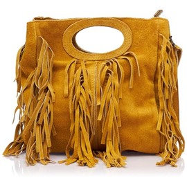 ZITHA Women's Handbag with Fringes Women's Shopper, Yellow_1, Yellow_1