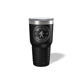 Alterd Industries Bigfoot - Bigfoot Gifts, Tumbler, Sasquatch, Camp Cup, 20oz, He's Out There, Engraved, Coffee Cup, Hide and Seek Champ (Bigfoot Search Team, Black, 30oz Tumbler)