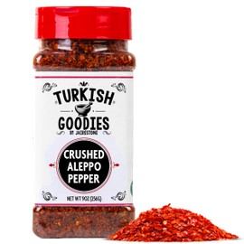 Aleppo Pepper - Pul Biber Turkish Spice - Alepo Flakes - Crushed Maras Chili Flake - Middle Eastern Seasoning - Mediterranean Spice - 9oz