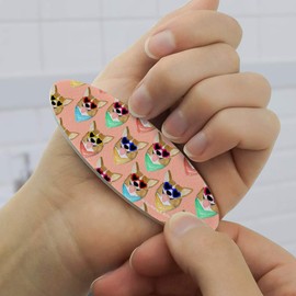 Corgi Dog Puppy Love Glasses Pattern Double-Sided Oval Nail File Emery Board Set 4 Pack