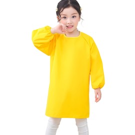Cielary Kids Art Smocks Waterproof Painting Apron, Long Sleeves Crafting Artist Smock for Toddlers 3-10 Years (Yellow, M(3-6 Years))