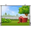 CORFOTO Fabric 5x3ft Outdoor Red Doghouse Backdrop Cartoon Farm Fence