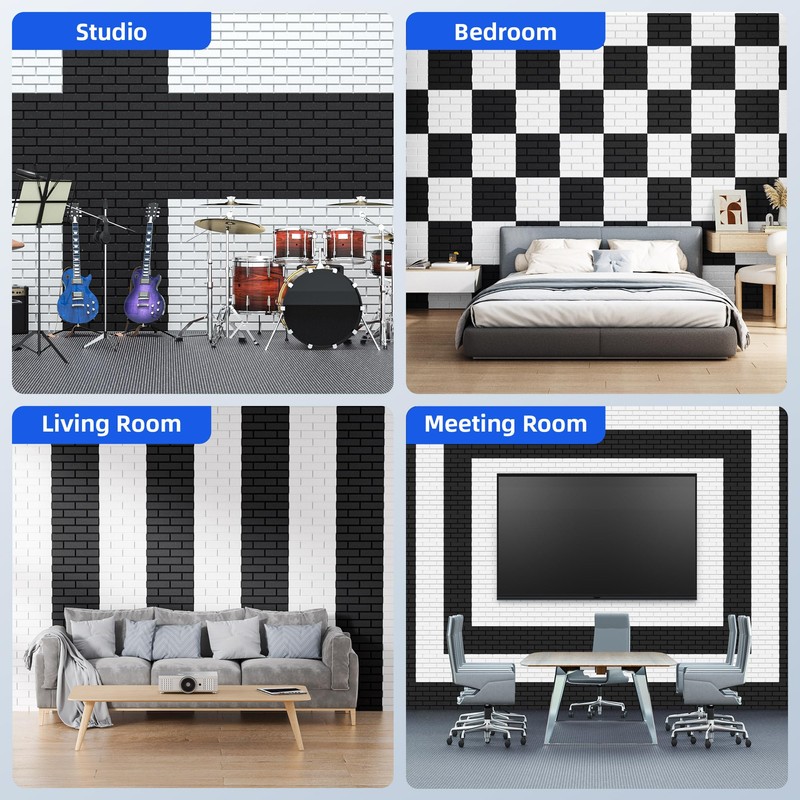 12 Pack Acoustic Panels with Self Adhesive, 12" X 12"
