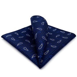 S&W SHLAX&WING Pocket Squares for Men Grooms Blue Navy Paisley