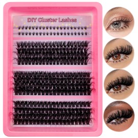 280pcs Wimpern Extension Fluffy Cluster Wimpern mit Clear Band Bottom Lashes Cluster und 3 Styles Mixed Volume Einzelwimpern Thick Lash Clusters Individuelle Wimpern Extensions(280P-680K)