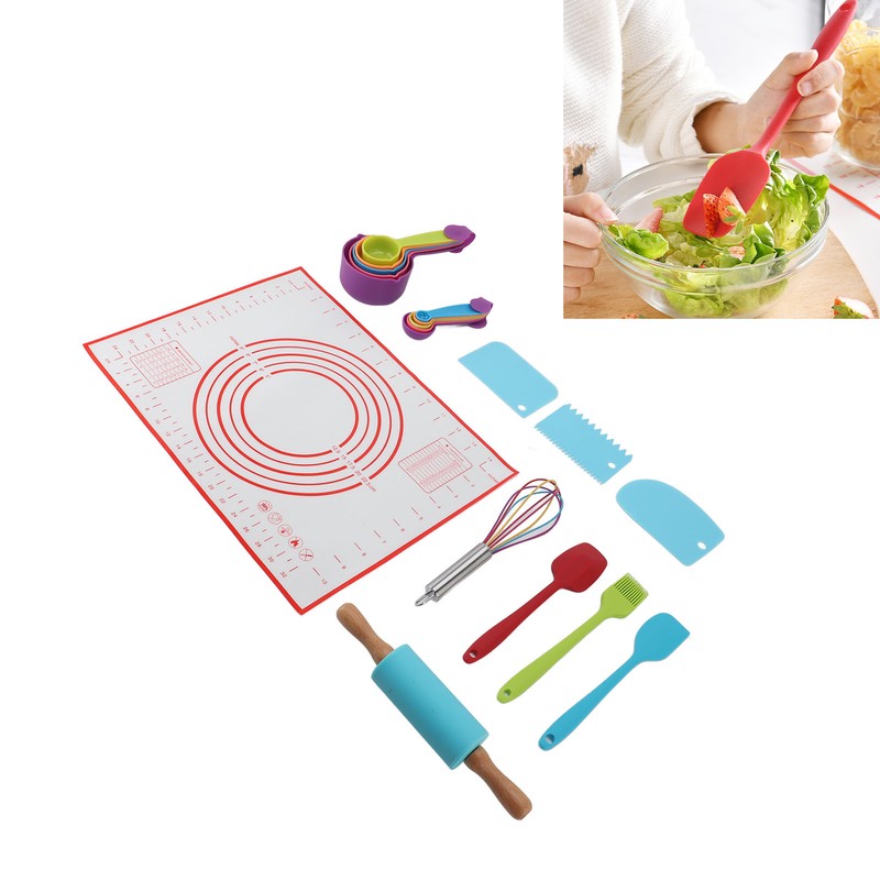 19PCS Kids Baking Set Silicone Nonstick Safe Spatula Brush Whisk