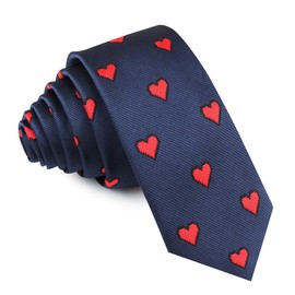 OTAA Pixel Love Heart Skinny Tie Casual Ties for Men - Perfect Neck Tie for Groomsmen Wedding Ties or Formal Occasions - Ideal Gifts for Him