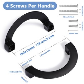 GMingZTong 10 Pack of 5 inch (128 mm) Hole Centers Brushed Black Half Moon Cabinet pulls for Kitchen pulls, Cabinet pulls, Drawer pulls, Dresser pulls, Kitchen Cabinet Handles