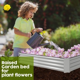 porayhut 6'x3' Raised Garden Bed Pack of 2 Kit Easy Set-up Planter Box for Vegetable Fruit,Metal Galvanized Large Size Raised Bed