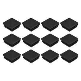 sourcing map 12Pcs Square Plastic Plugs, 40 x 40mm/1.57 x 1.57inch PE Pipe Tubing End Caps for 34-38mm/1.34-1.5inch Square Tube Furniture Chair Leg, Black