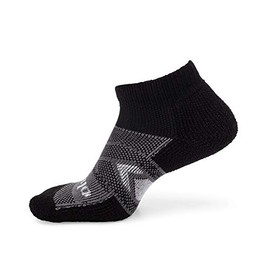 Thorlos WCMU Max Cushion 12 Hour Shift Ankle Socks, Black/Grey, Large