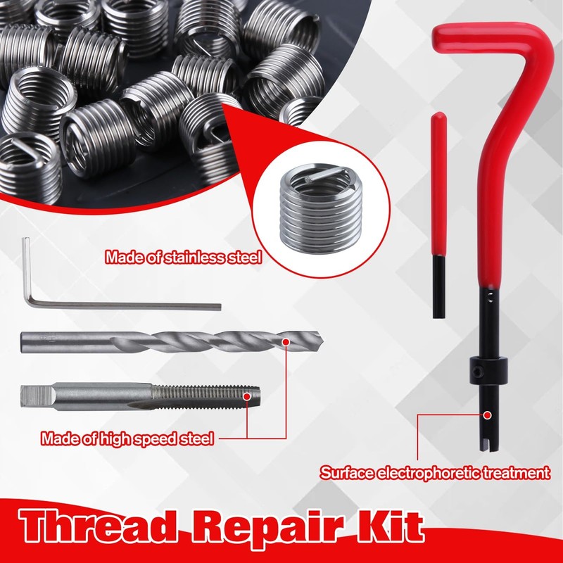 LEONTOOL 30 Pieces M8 x 1.25 Helicoil Thread Repair Kit,