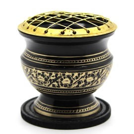 Govinda® -Tall Decorated Brass Charcoal Screen Incense Burner