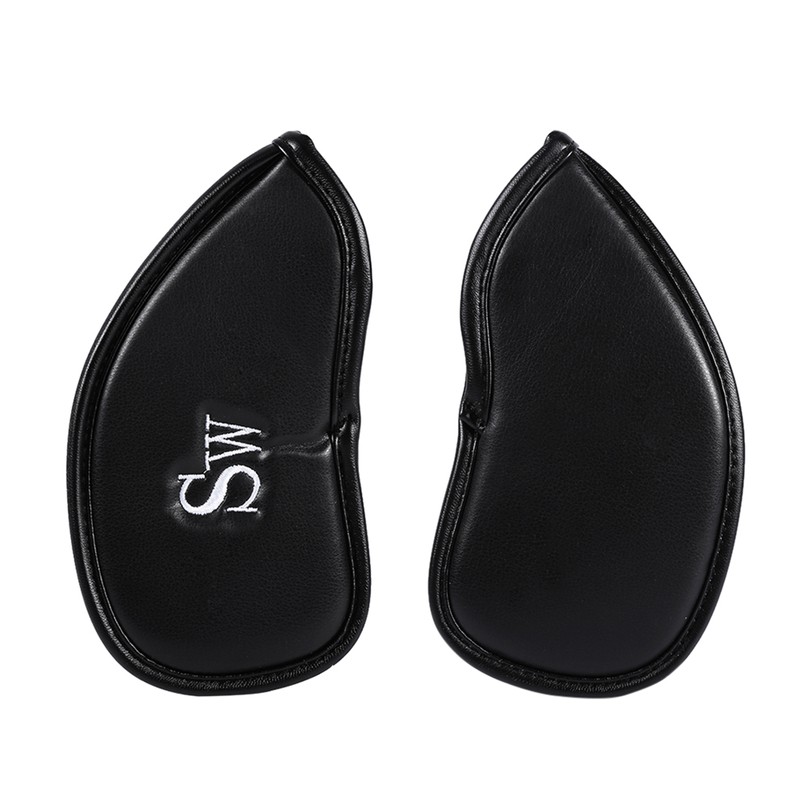 12pcs PU Leather Black Golf Club Head Cover Iron Head