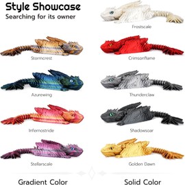 Feathered Wyvern Dragon,3D Printed Dragon, Articulated Dragons with Wings, 3D Printed Toys, Desktop Pet - Perfect for Fantasy Enthusiasts (colorful)