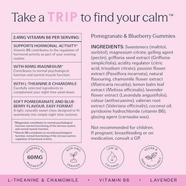 Trip Dream Gummies Pomegranate & Blueberry | Night-Time Magnesium Supplements with Vitamin B6, Chamomile & Lavender | Bedtime Ritual Blend | Low Sugar + Vegan | 60 Gummies