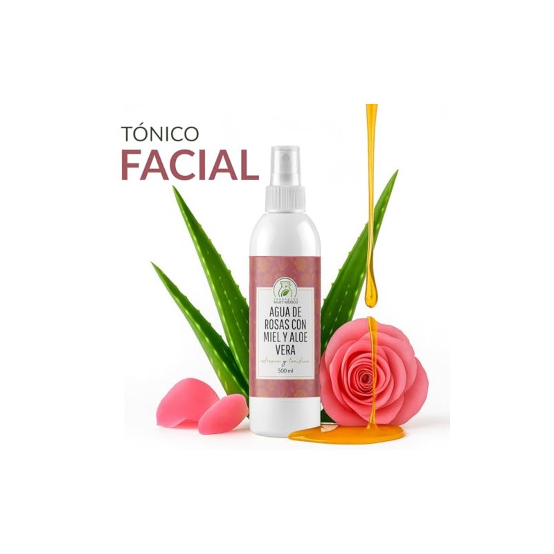 Agua de Rosas, Miel Orgánica & Aloe Vera Hidratante Facial