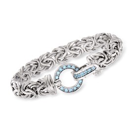 Ross-Simons 0.90 ct. t.w. Sky Blue Topaz Byzantine Bracelet in Sterling Silver. 7 inches