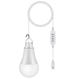 USB LED Light Bulb 10W, fits Most Portable Power Station & Solar Panel & Rechargeable Battery, Outdoor Lantern with Hook & 3.3ft Cord, Camping/Hiking/Power Outages Essential Gear, Van/Tent/Garage Use