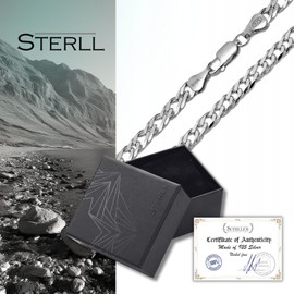 STERLL Men's Solid 925 Sterling Silver Necklace, Ideal as a Gift for a Husband or Boyfriend, Includes Jewellery Box, Silver
