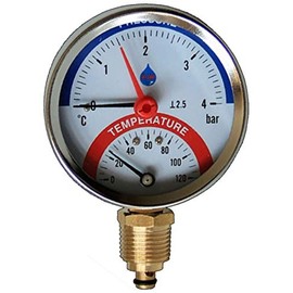 80mm Dial 0-120C 0-2,5 Bar Side Entry Temperature Pressure Gauge 1/2 Inch BSP Thermomanometer
