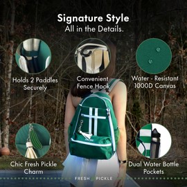 Fresh Pickle Teddi Pickleball Backpack Grn/wh- Large Capacity Pickleball Bags for Women - Durable 1000D Nylon, Multipurpose Paddle Case with Multiple Pockets, Stylish Paddle Bag