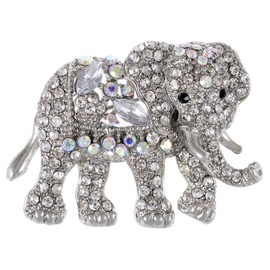Alilang Indian African King Elephant Clear Crystal Rhinestone Animal Kingdom Silver Tone Brooch Pin, Clear