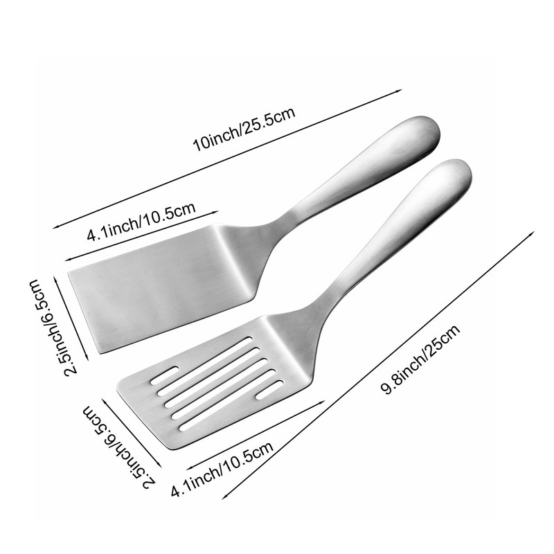 IMEEA Metal Spatulas Set SUS304 Stainless Steel Griddle Spatula Slotted