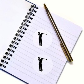 24 x 40mm Round 'Golfer Silhouette' Stickers (SK00010781)