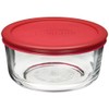 Anchor Hocking Classic Glass Food Storage Container with Lid, Red,