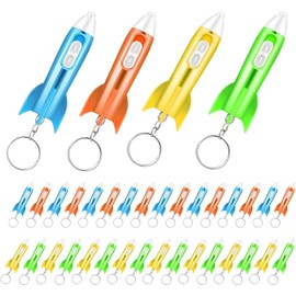 Helicopter Flashlight Keychain Rocket LED Flashlight for kids Space Party Favors Helicopter Key Ring Astronaut Party Favors（36 Pcs）