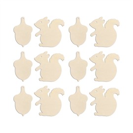30pcs Mini Squirrel Acorn Wood DIY Crafts Cutouts 2" Wooden Squirrel Acorn Shaped Hanging Ornaments with Jute Twines Wood Tags for DIY Projects Baby Shower Birthday Thanksgiving Party Decorations