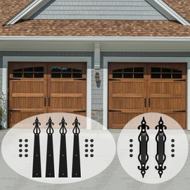 CCJH Metal Garage Door Hardware Decorative Carriage House Accents Dummy Hinges Screw Mounted 6 PCS Black (Rustic Style)