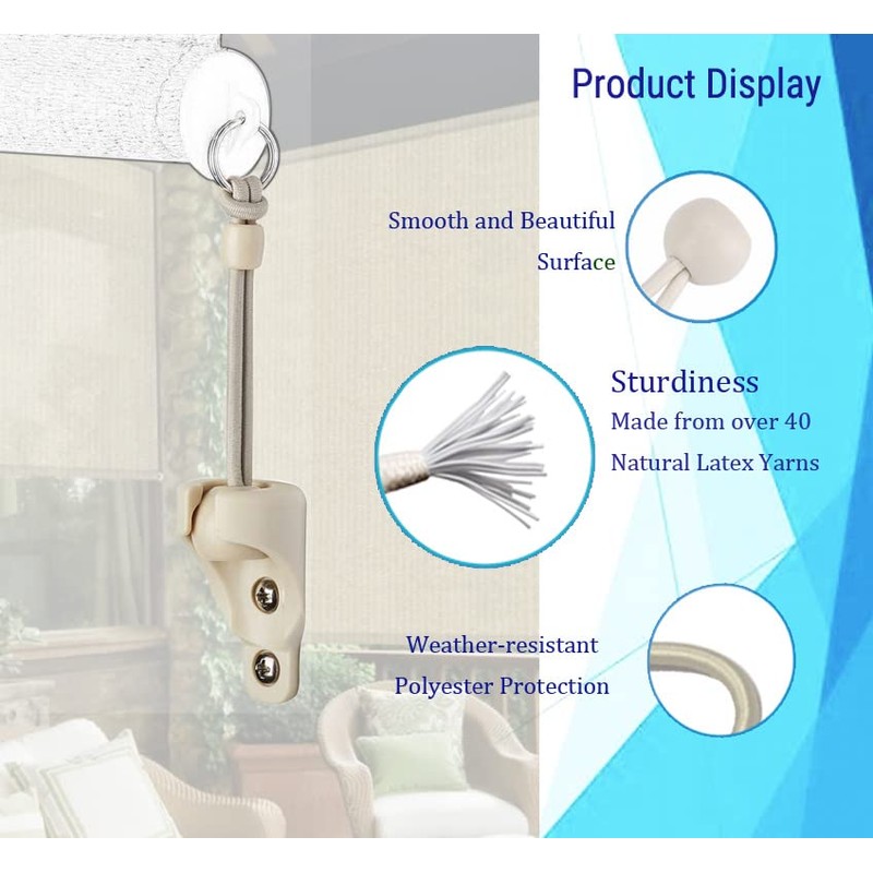 Universal Bungee Tie Down,Outdoor Blinds Parts,Weather Resistance,for Exterior Roller Shades