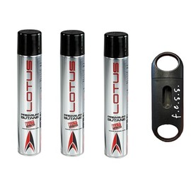 f.e.s.s. Lotus Super Premium Butane Gas Refill 3 pack-400mL with FessV Cutter by Vertigo