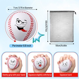 Blulu 30 Pack Foam Baseballs 9 Inch Face Softballs Foam Practice Baseball for Beginners with Mesh Bag Emotion Stress Balls for Outdoor Training Party Gifts Stress Relief(White)