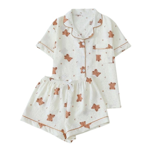 Verdusa Women's 2 Piece Pajama Sets Cute PJ Set Button