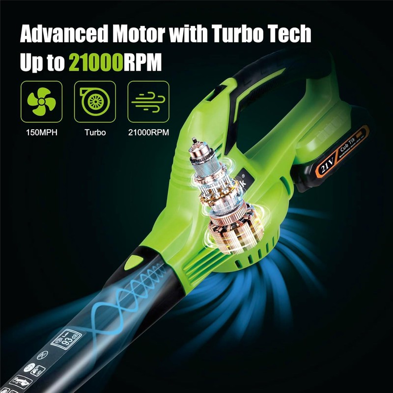 Leaf Blower Cordless with 2x2.0AH Batteries and Charger 21V Electric