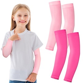 Shyyween Arm Sleeves for Kids Compression Arm Sleeve for Kid Cooling Arm Cover for Outdoor Sports Volleball Baseball(Hot Pink & Rose Red,2 Pcs)