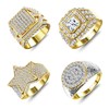 Magitaco 4Pcs 18K Gold Plated Bling Pinky Ring Simulated Diamond