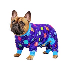 Spark Paws Dog Pajama, Ultra-Soft and 4-Way Stretch, Recovery-Suit PJ Onesie for Small, Medium and Large Breeds - Planets - XL