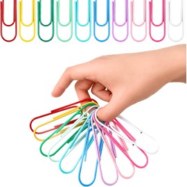 20 clips de papel grandes, clips de papel de 100 mm de metal jumbo coloridos en 10 colores mate surtidos (2 piezas cada uno), clip gigante multicolor para oficina, escuela, organización de archivos