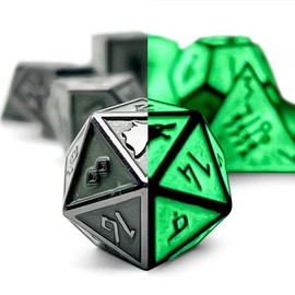 Norse Foundry Set of 7 Green Slime Norse Series Full Metal Polyhedral Dice RPG Math Games DND Pathfinder …