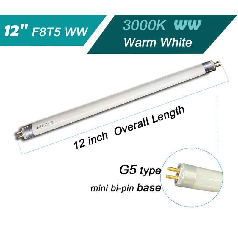 Accway (6 pack) F8T5/WW 12’’ Linear Fluorescent Light Bulb, 8W