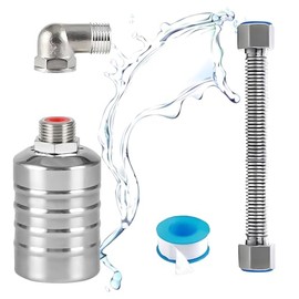 Válvula flotante automática para control del nivel de agua, estructura de acero inoxidable con manguera flexible de 30 cm, adecuada para tanques de almacenamiento de agua, torres de agua y depósitos